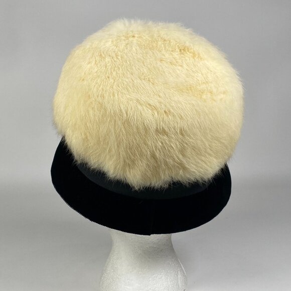 Vintage Genuine Rabbit Fur Black Velvet Cloche Hat Black Ribbon Accent main image 6